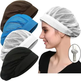 4 or 8 Pack Chef Hat Kitchen Cooking Chef Cap Adjustable Food Service Hair Nets Reusable Washable Mesh Bouffant Beanie