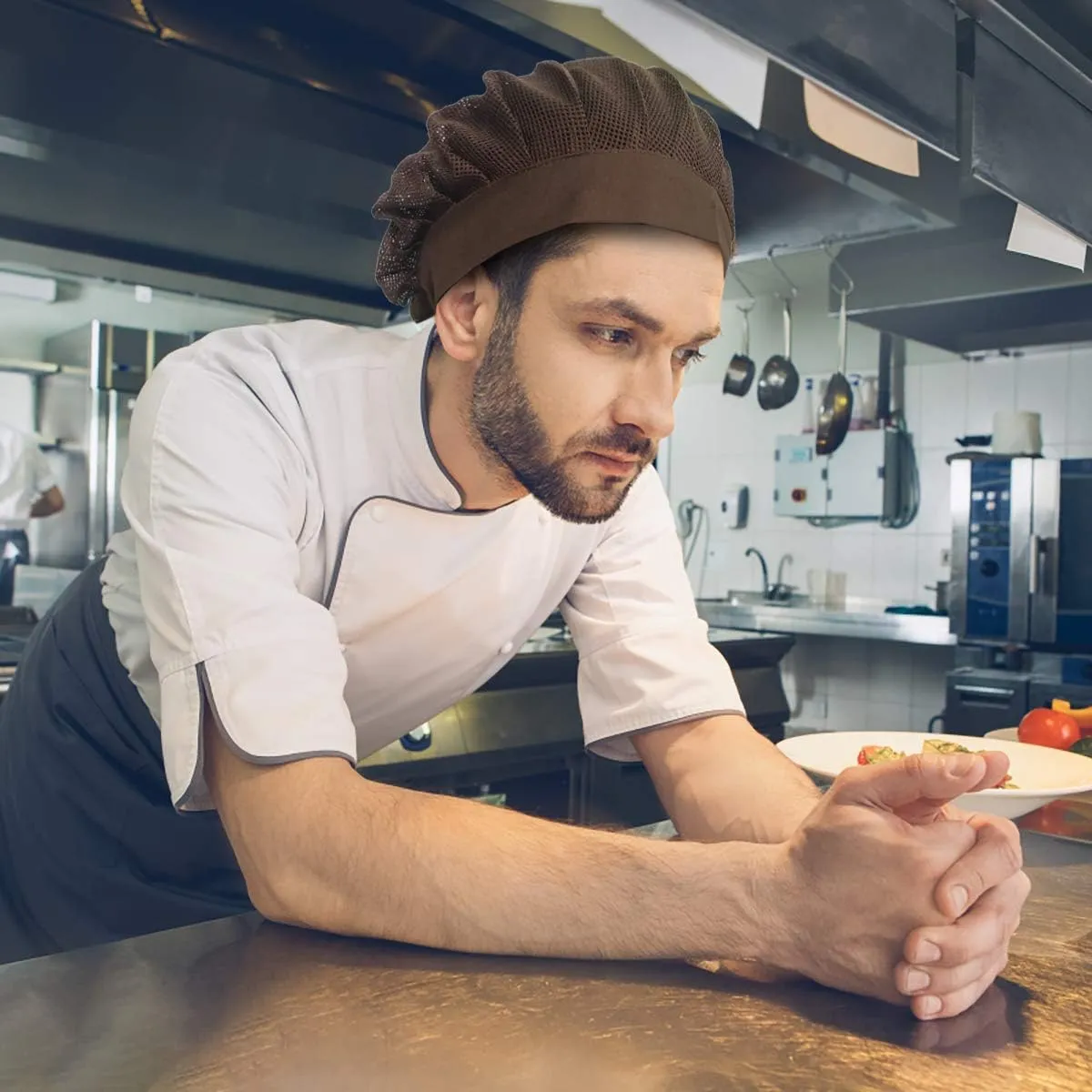 4 or 8 Pack Chef Hat Kitchen Cooking Chef Cap Adjustable Food Service Hair Nets Reusable Washable Mesh Bouffant Beanie