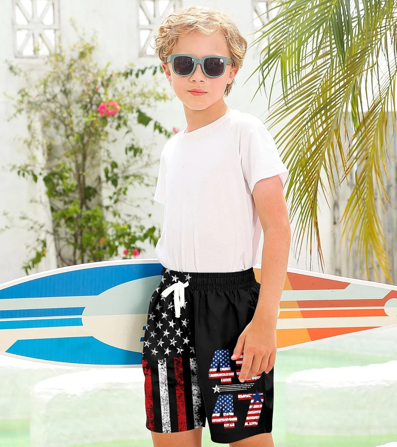 Boys Swim Trunks with Compression Liner Toddler Boys Swim Shorts Boxer Brief Board Shorts Swimming Set 5-18T