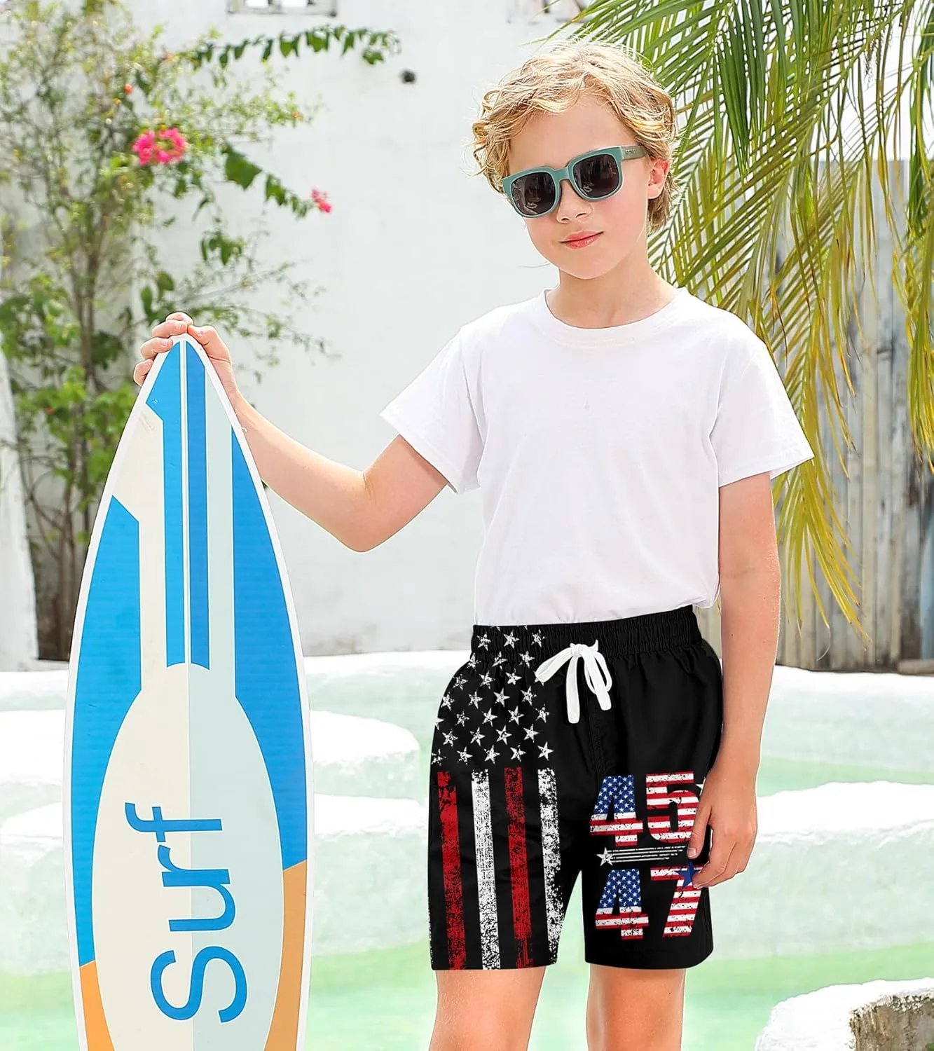 Boys Swim Trunks with Compression Liner Toddler Boys Swim Shorts Boxer Brief Board Shorts Swimming Set 5-18T