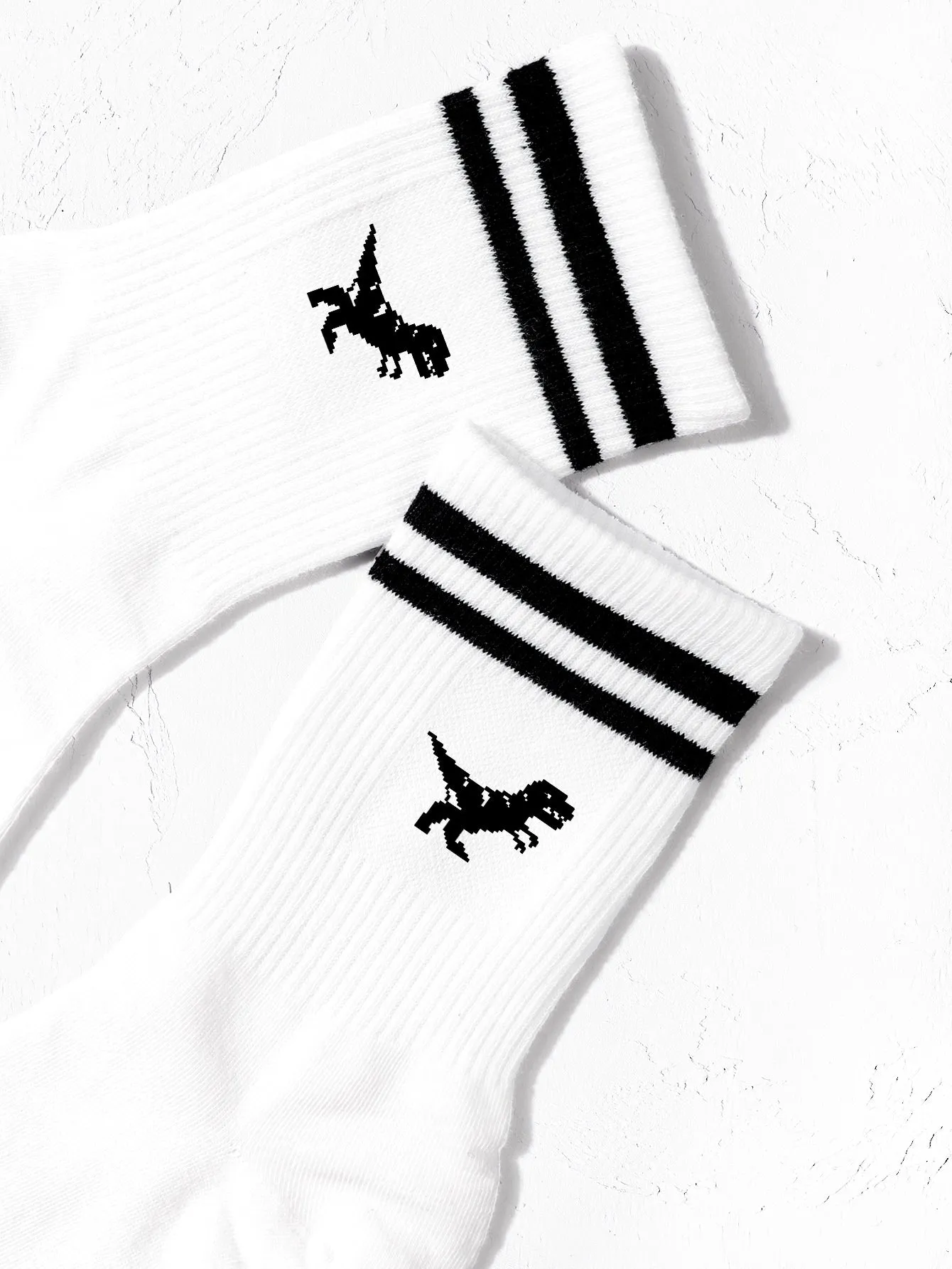 Dinosaur Striped Crew Socks Silly Socks for Women Funky Socks Funny Socks