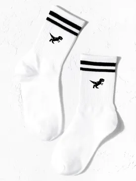 Dinosaur Striped Crew Socks Silly Socks for Women Funky Socks Funny Socks