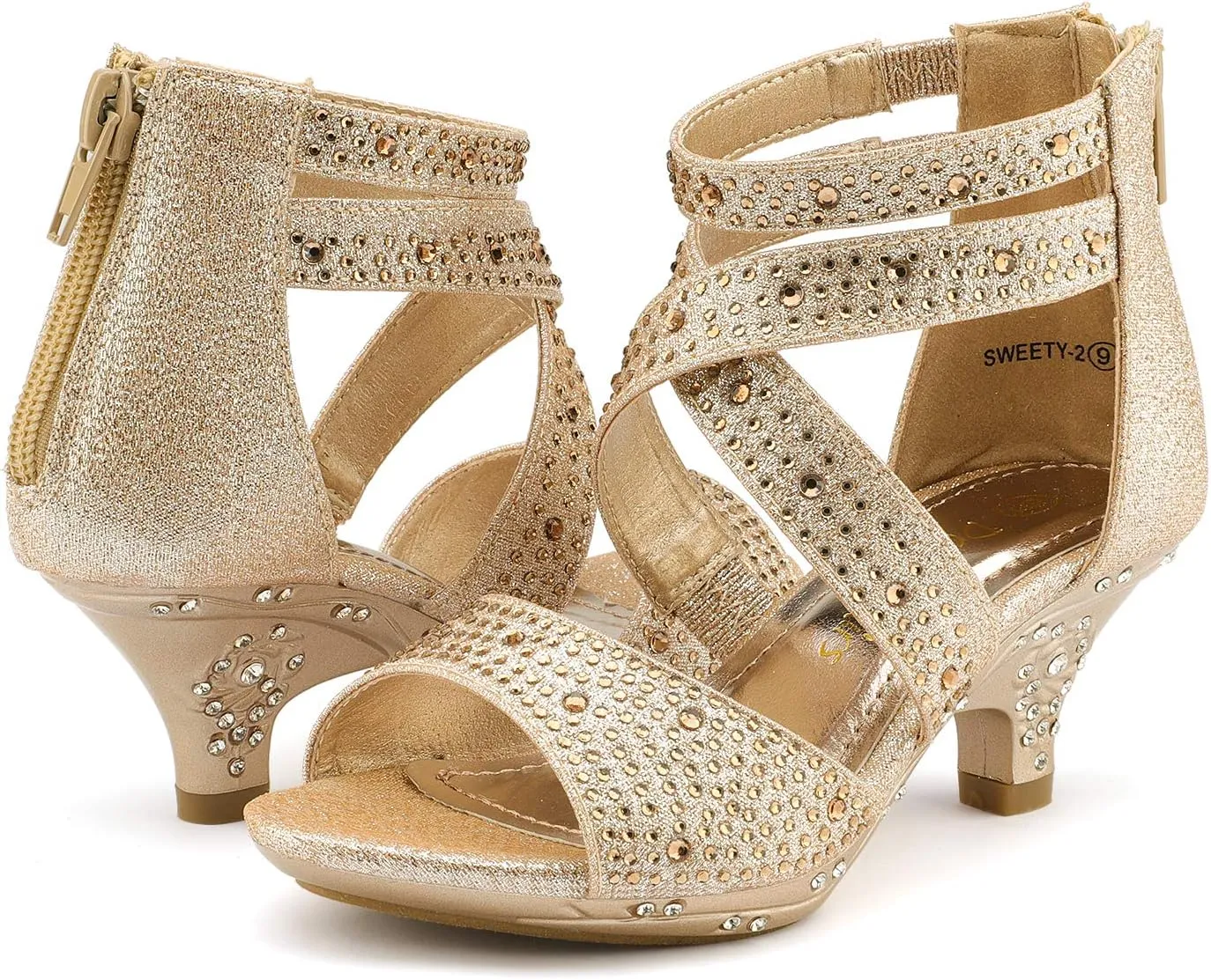 DREAM PAIRS Girls Sandals Low Heel Dress Pump Sandals