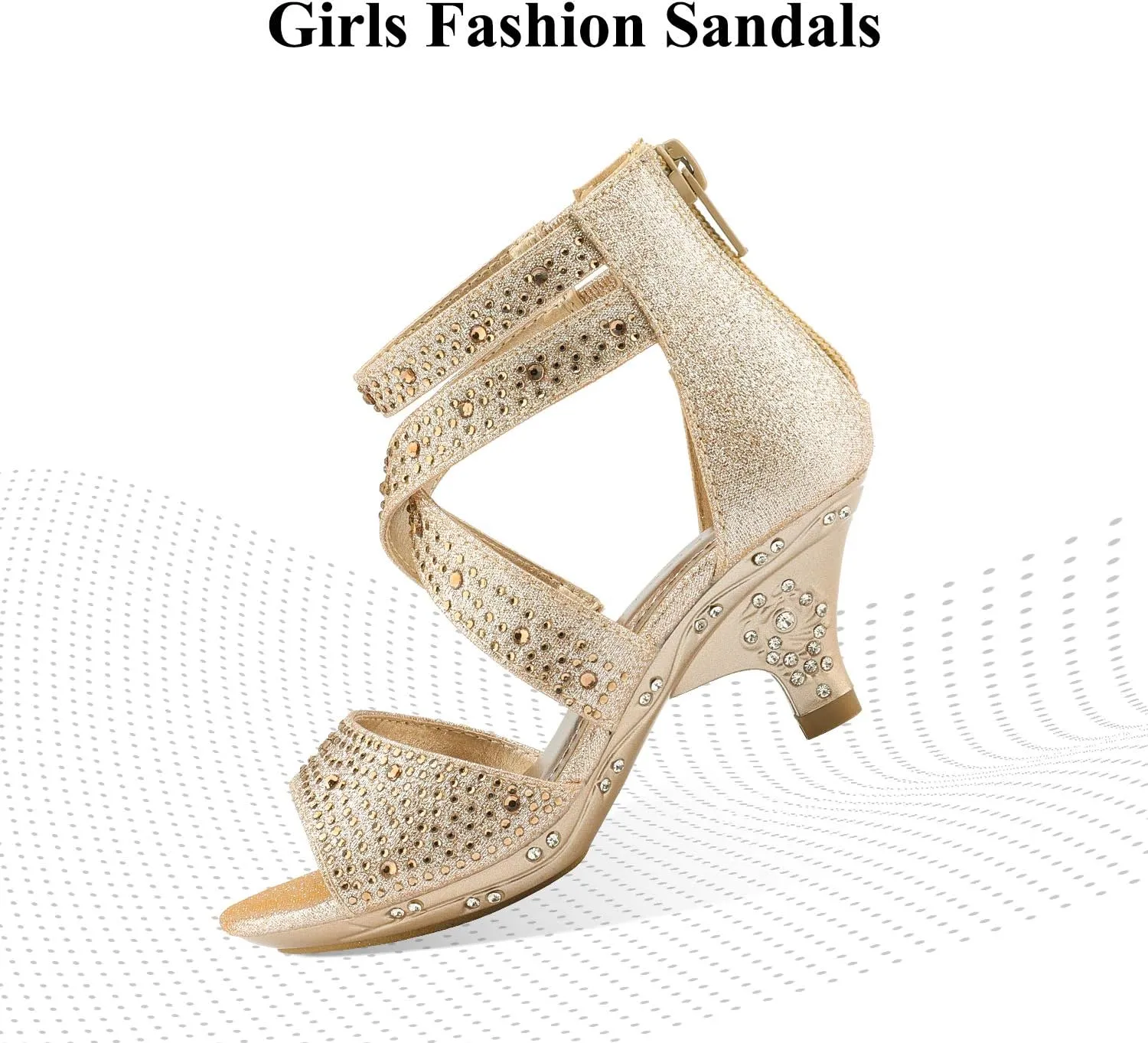 DREAM PAIRS Girls Sandals Low Heel Dress Pump Sandals