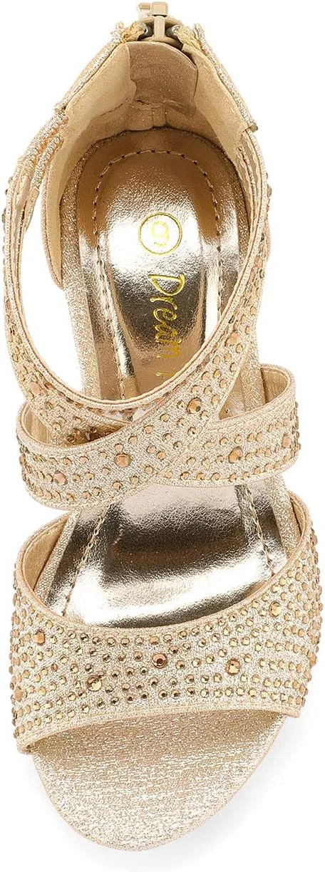 DREAM PAIRS Girls Sandals Low Heel Dress Pump Sandals