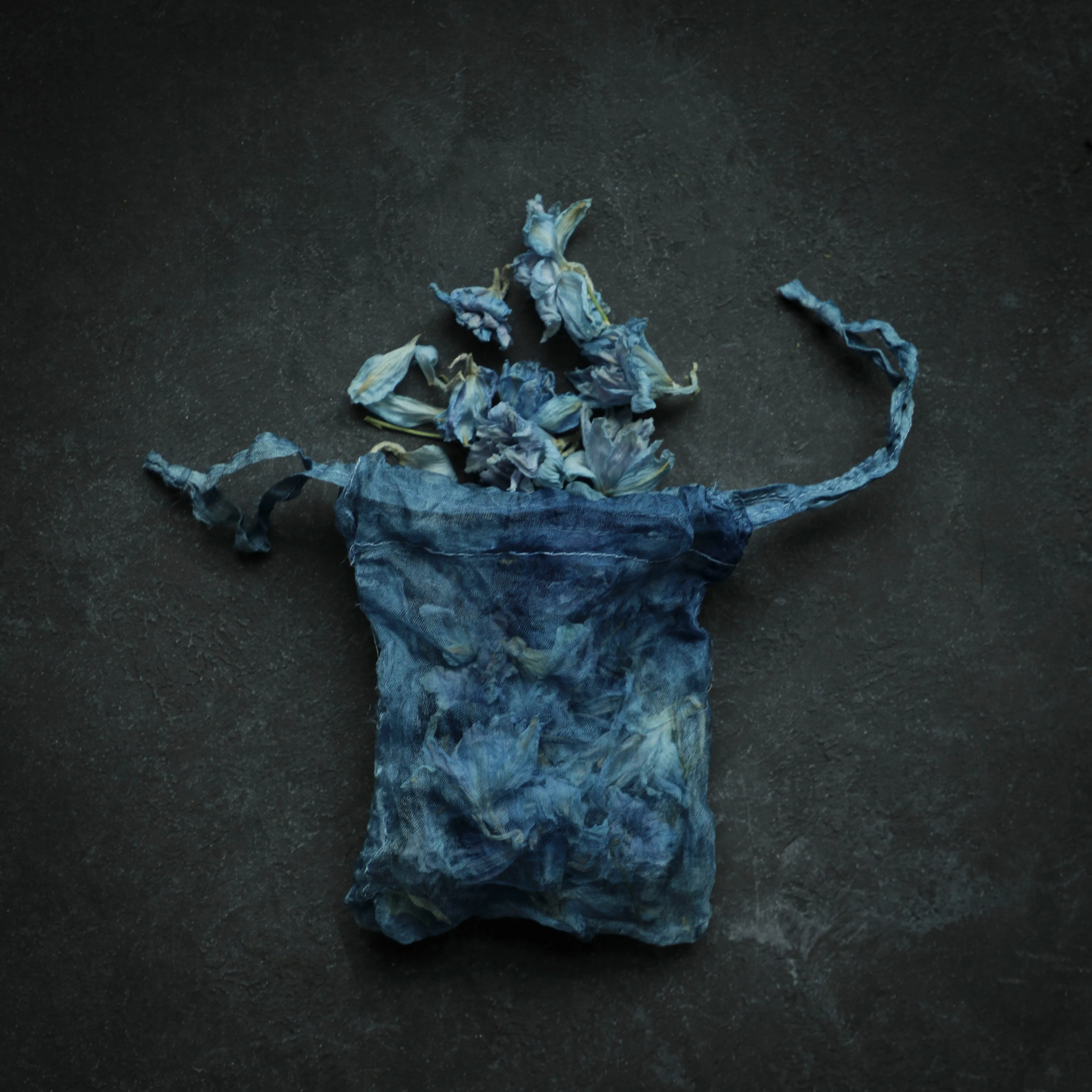 Indigo Dyed 100% Silk Bags {Marbled Dusty Indigo}