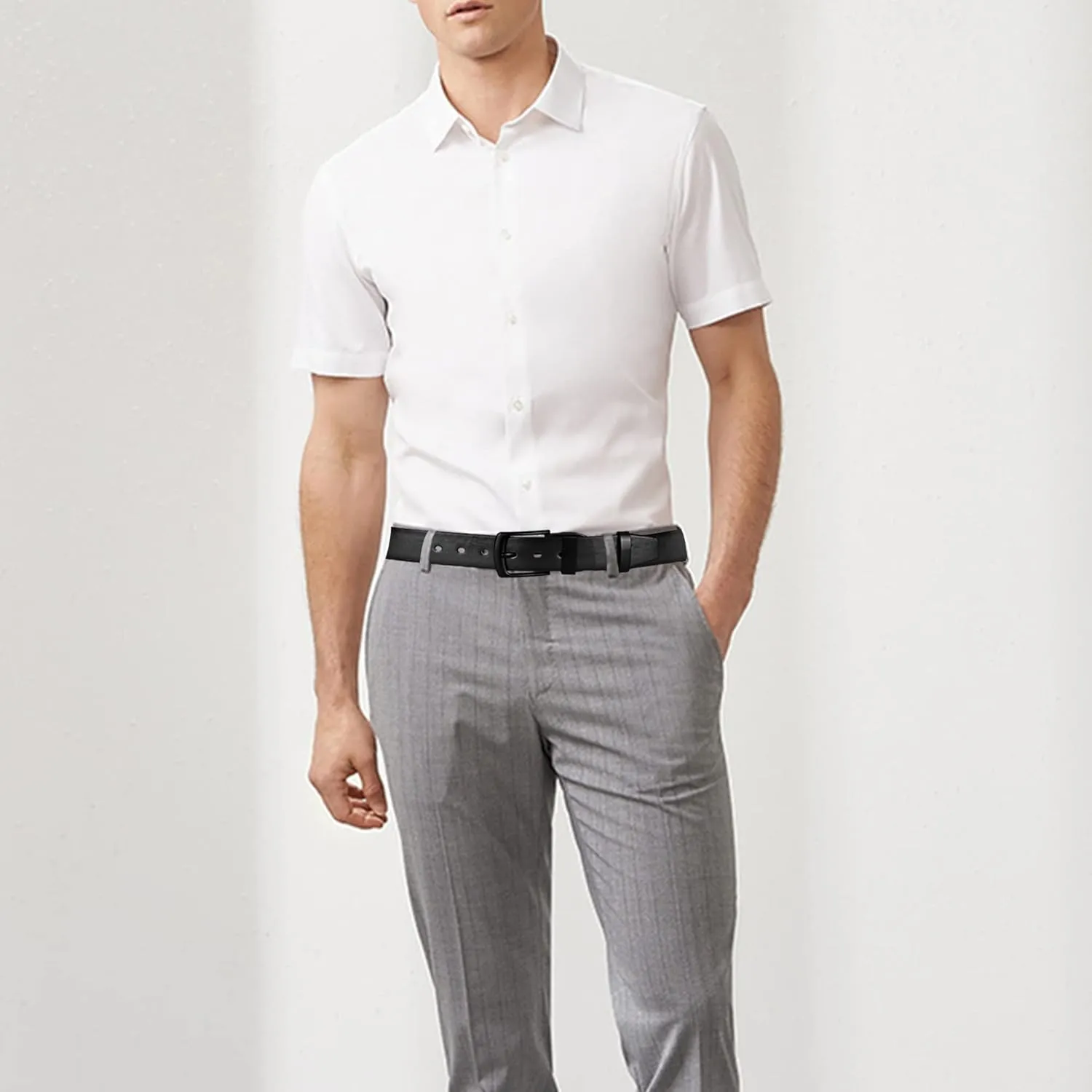 maikun Mens Casual Dress Belt, Mens Leather Black Belt, Casual Wear Jeans Pants