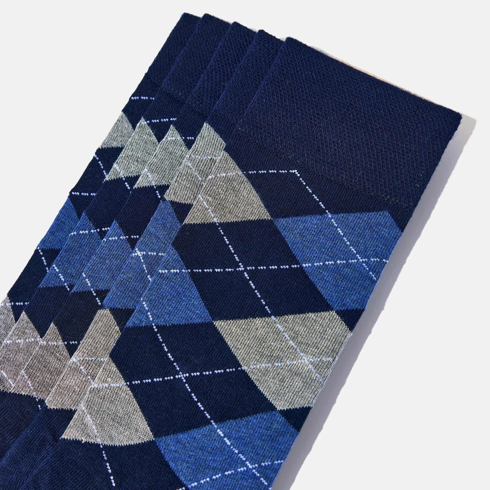 Men's Bamboo Dress Socks • Argyle Pack of 1/3/5 Pairs • Blue Navy