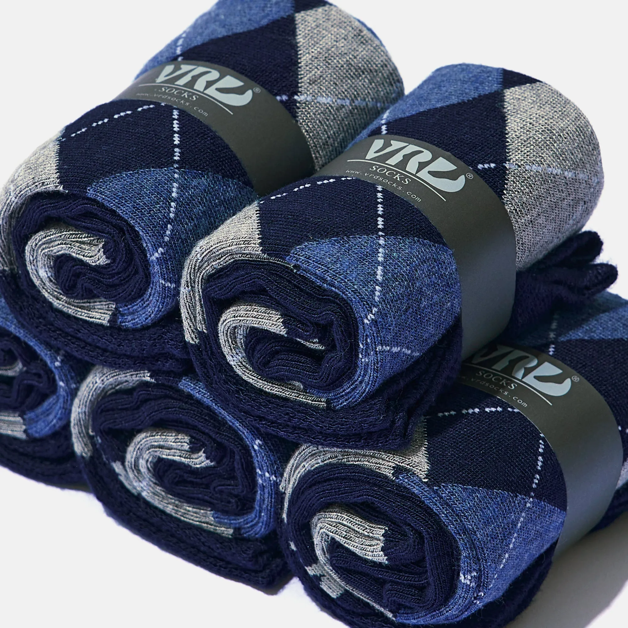 Men's Bamboo Dress Socks • Argyle Pack of 1/3/5 Pairs • Blue Navy