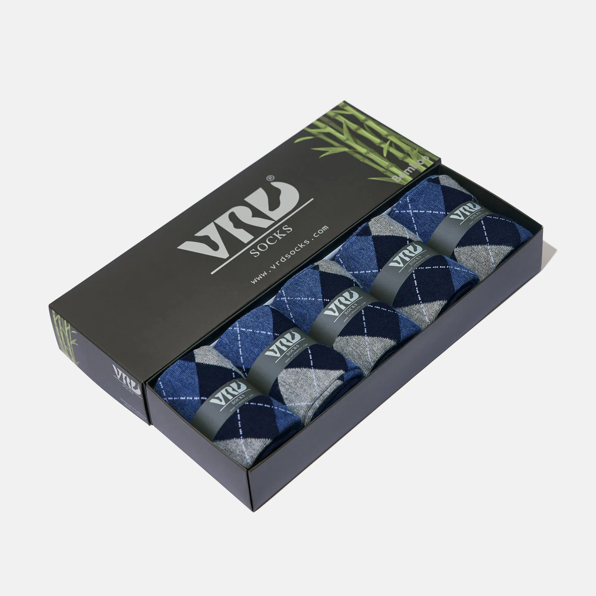 Men's Bamboo Dress Socks • Argyle Pack of 1/3/5 Pairs • Blue Navy