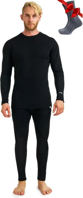 Merino.tech Merino Wool Base Layer Mens Set - Heavyweight, Midweight, Lite Merino Wool Thermal Underwear For Men Top, Bottom