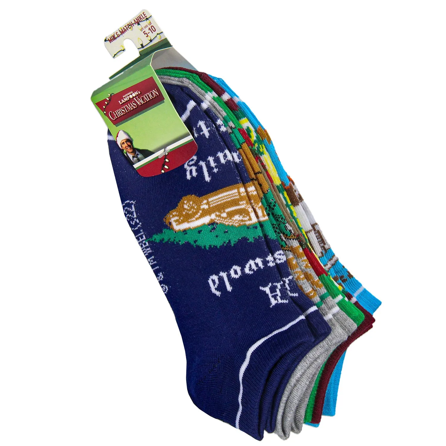 National Lampoon Christmas Vacation Adult Mix and Match Ankle Socks 5 Pk