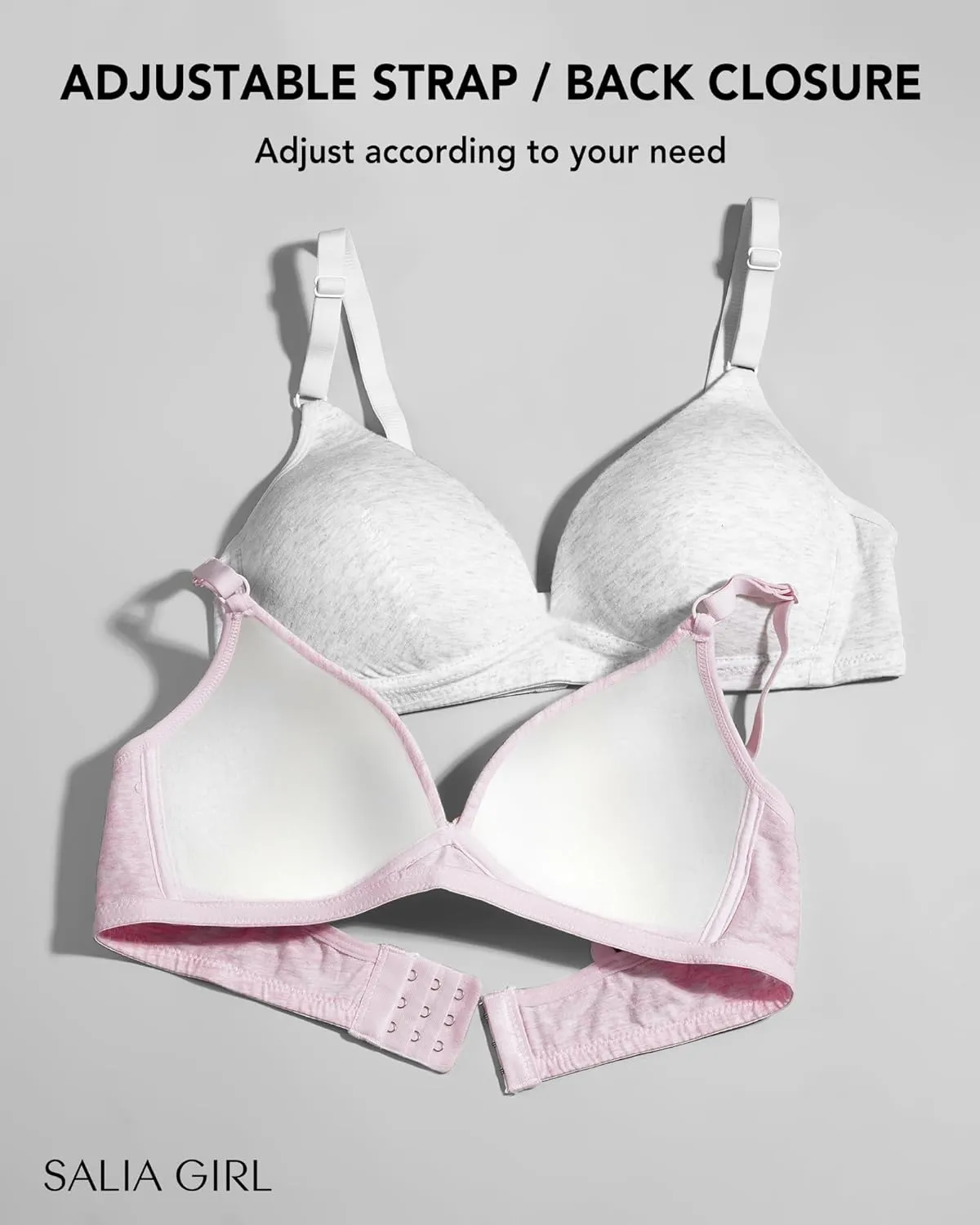 SALIA GIRL Soft Padded Bras for Girls & Teens 12-14, No Wires Cotton Developed Training Bras